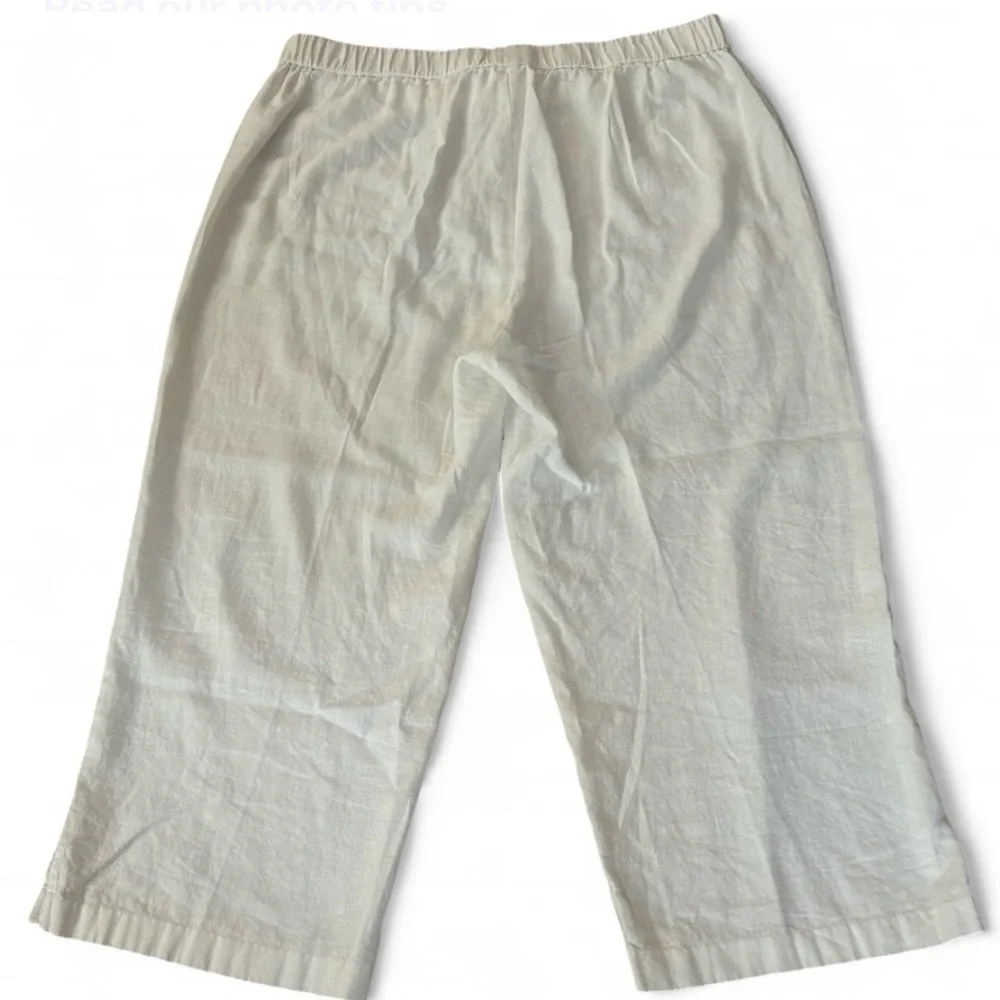 Michael Kors Linen Blend Pants Womens L White Wide Leg Crop Beach Resort Chic